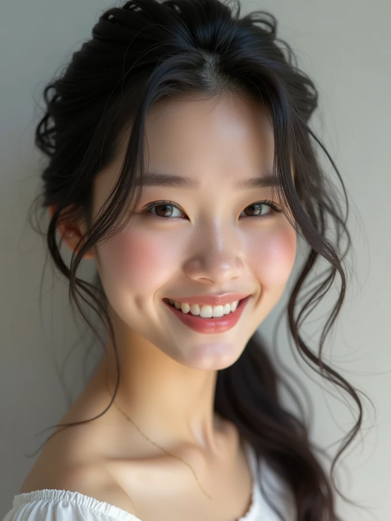 chinese girl 20 years old , with flawless face,bright smile,cute,beautiful,high quality beautiful,black hair