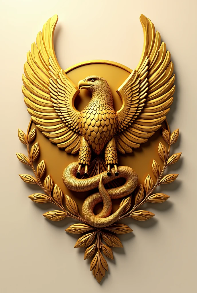 Make the shield of Mexico in gold, I mean the shield itself, the eagle, The snake, the little leaves, that in golden color, A logo