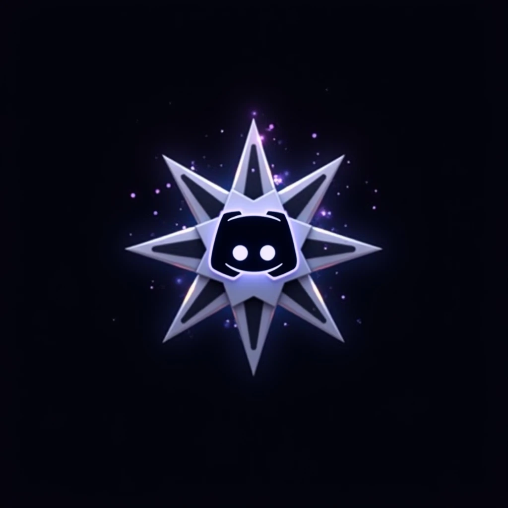 A e-sports, cosplay “counter-stiker_themed” logo for Discord.ink. The logo features a black background with a blue logo in the center. The logo is a stylized logotipo DISCORD with a white Star around it. The star is surrounded by a white border with a purple background. The logo is complex and elegant, with a modern feel that is perfect for Discord.ink's brand. ((More detail, enhanced, poakl))