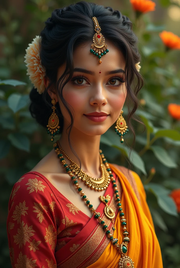 Real beautifull women in penty dress with tika and nathani jewellery 