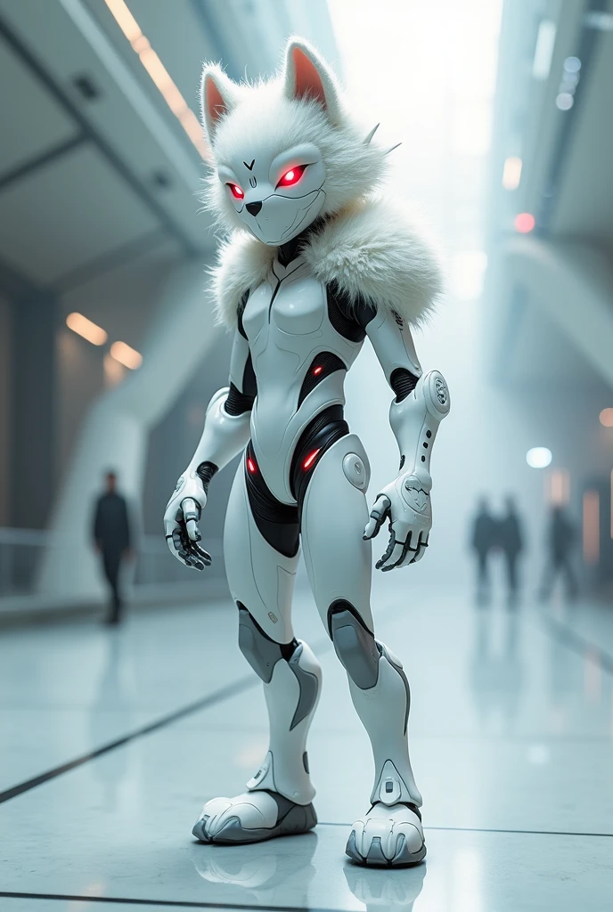 Furry protogen body white and legs light gray with using a mask