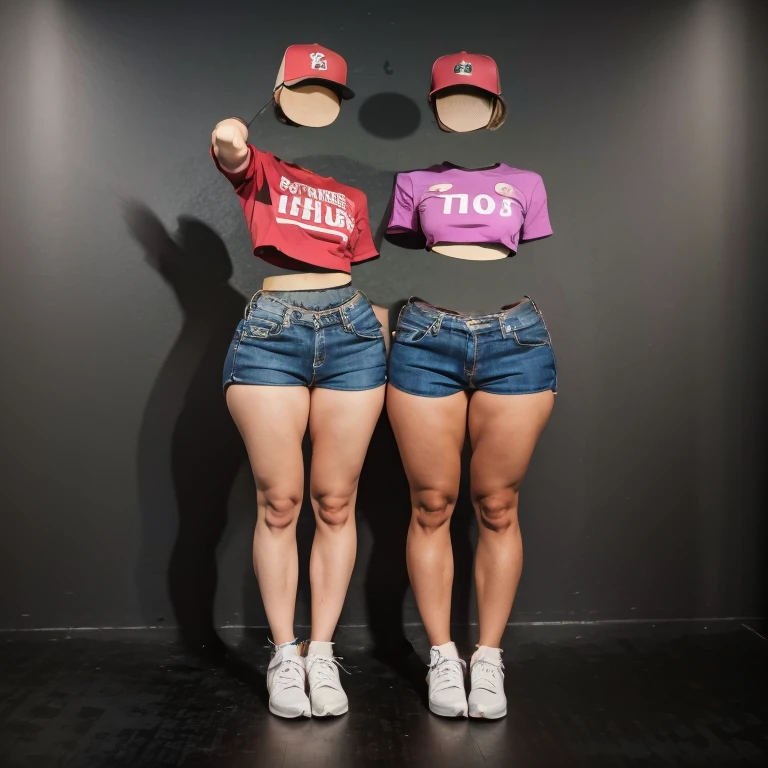 8k picture of two pairs of magic disembodied doll legs thick muscular and sexy, no upper half of body just lower half, full picture of conjoined legs, conjoined legs at the hip many extra legs