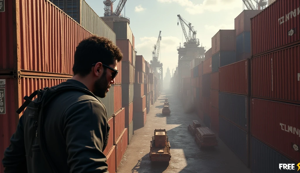 Scene 24: Location: Shipyard*

Alok Free Fire navigates the Shipyard’s containers, his sunglasses barely catching the light. He climbs to a high vantage point, scouting the area.