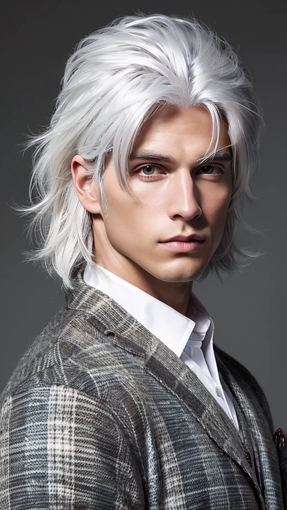 white hair , handsome man