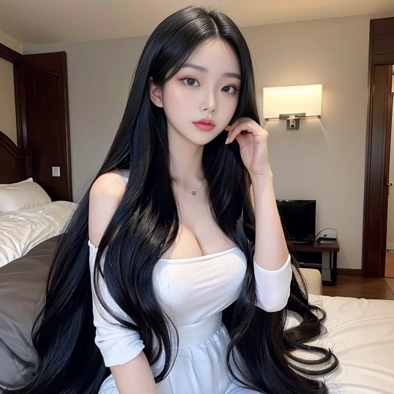 (Best image quality、best quality、Maximum resolution、Surreal photography、Full body image、masterpiece、16ｋ、）10 girls、Unexpected long black hair is super beautiful、The length of the hair is about 3 meters、White underwear or 、Cover your entire body with straight black hair、Very beautiful face、Beautiful black hair with well-groomed hair、Lots of hair、Extra long black hair，Highlight the sexy cm of women、slim body、shiny beautiful hair、Bright Lights、Professional lighting、World Hair Contest Champion、Full body real photo、Photo from head to toe、Shot at a distance of about 4 meters、Super real、Both hands、2 feet、The longest black hair in the world、Heavy hair、exhausted、Hair longer than Rapunzel、Lots of hair、I cover my whole body with long black hair、Hair washed every day is very clean、Rose scented hair、Long black hair is my sex appeaong black hair is my charm、Long black hair is a symbol of beauty、My pride is my long black hair、This length and volume of long hair is admired all over the world、My long black hair fanned out、look back、Sleep on your tummy、Silky black hair falls from shoulders to floor、Ridiculous amount of hair、Ridiculously thick hair、Cover the bed with hair、Cover your hands with your long hair、Cover your hands with your long hair指、The angry black-haired storm seemed to overflow from the screen、