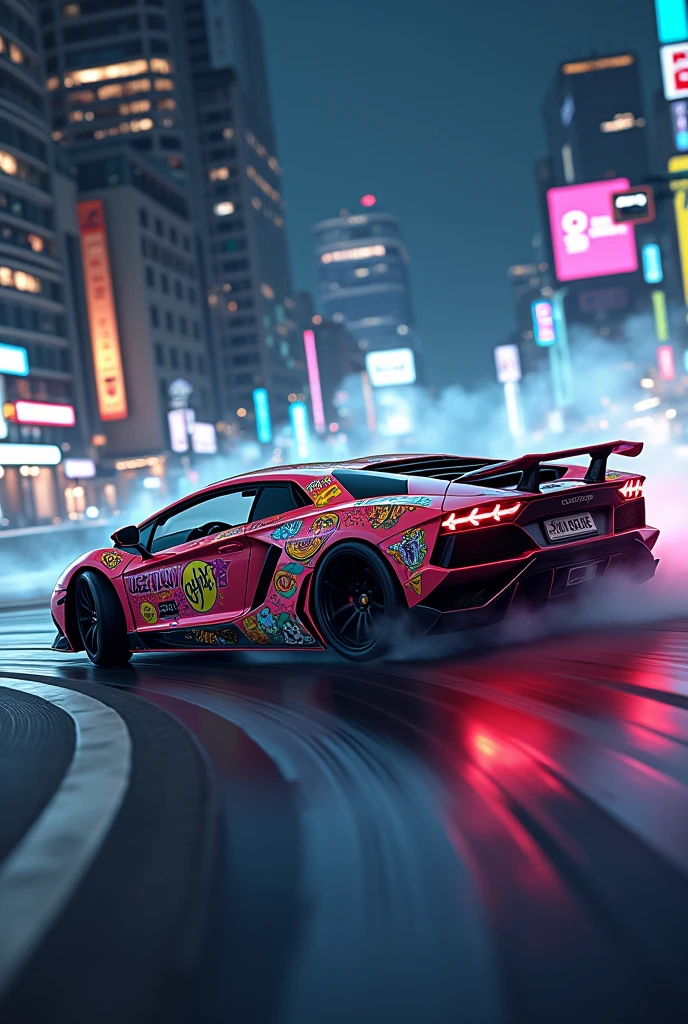 Lamborghini sideways with alya stickers