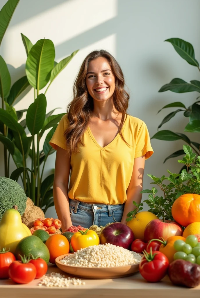 Written phrase Live Healthy, with healthy foods around, eye-catching image for instagram profile picture