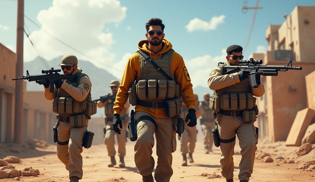 Scene 25: Location: Training Grounds*
Alok Free Fire, with sunglasses on, practices his aim at the Training Grounds. He instructs his team, ensuring they are battle-ready.