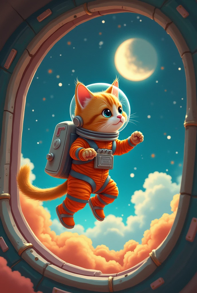 Cat in Rocket moon 