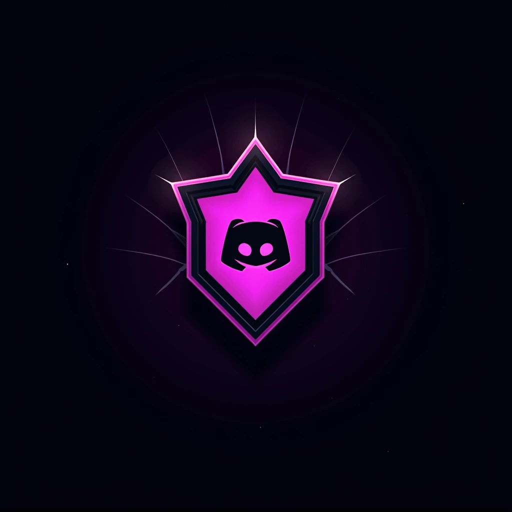 A e-sports, cosplay “FORTINITE_themed” logo for Discord.ink. The logo features a black background with a PINK logo in the center. The logo is a stylized logotipo DISCORD with a BLACK Star around it. The star is surrounded by a white border with a purple background. The logo is complex and elegant, with a modern feel that is perfect for Discord.ink's brand. ((More detail, enhanced, poakl))