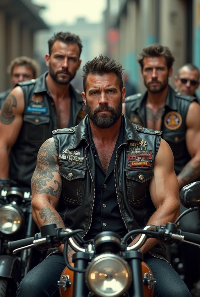 Motorcycle leather vest group