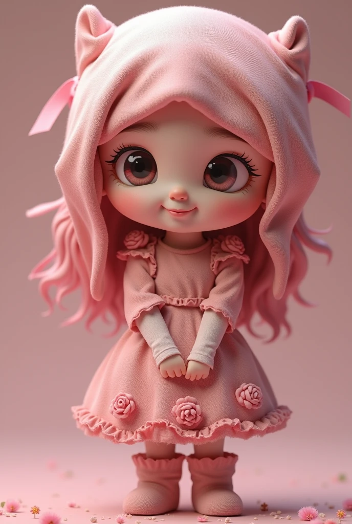 kratos with a cute shy smile and in pink outfit.