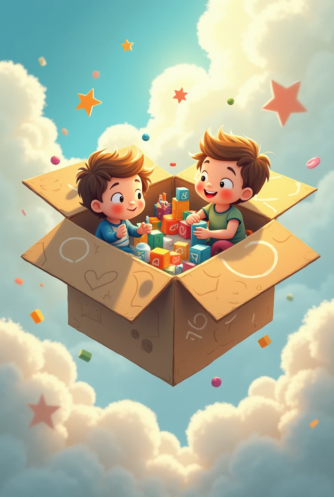 games inside a cardboard box in the clouds