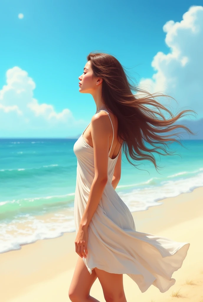 A woman 1 at beach