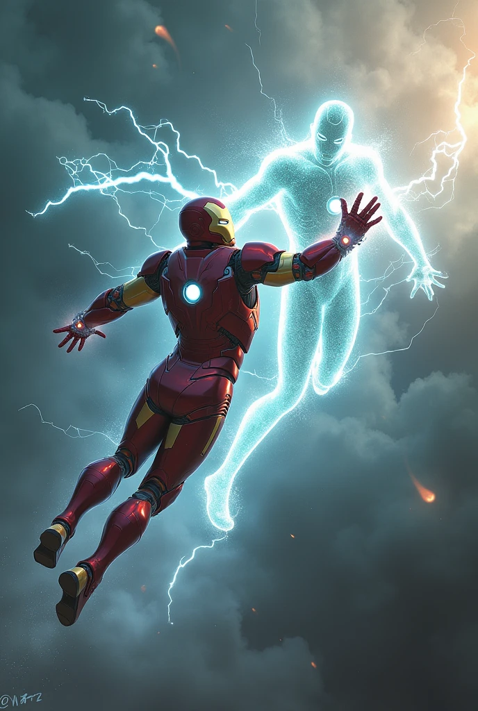 Iron man ghost fighting in air


