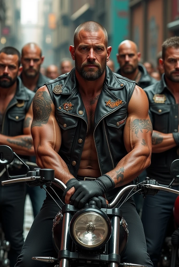 Motorcycle leather vest group