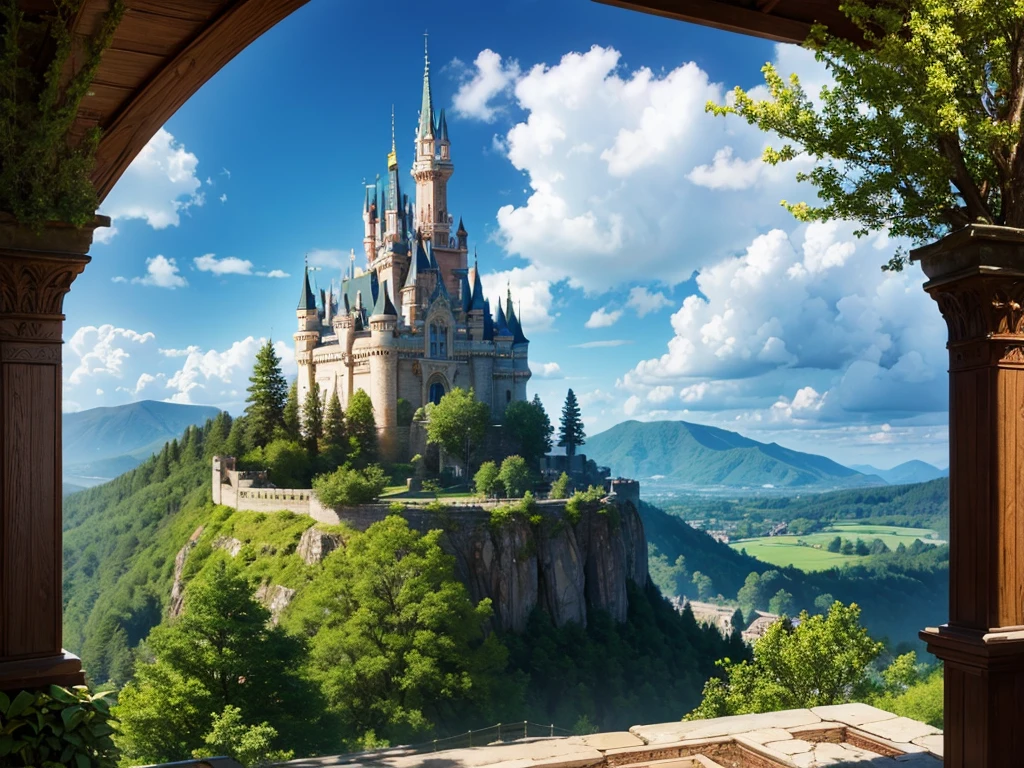 fantasy, castle, nature, dragon, viewing