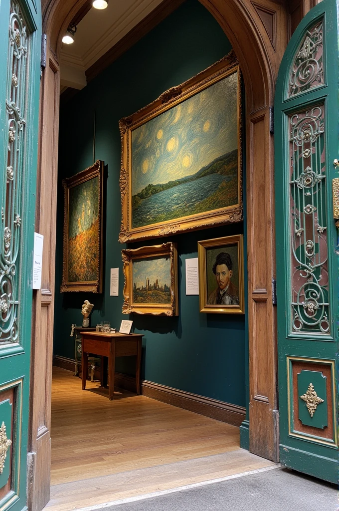Entrance to a museum with Vincent van Gogh's paintings