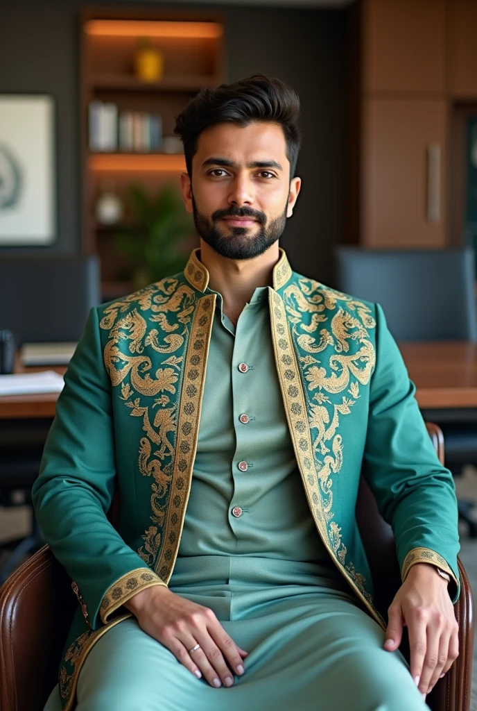 Make my photo for WhatsApp dp in which i am in shalwar qameez and also sit in office