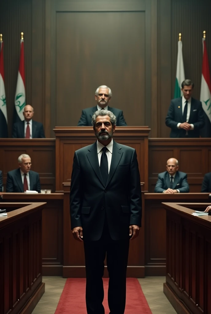 Saddam Hussein in the courtroom