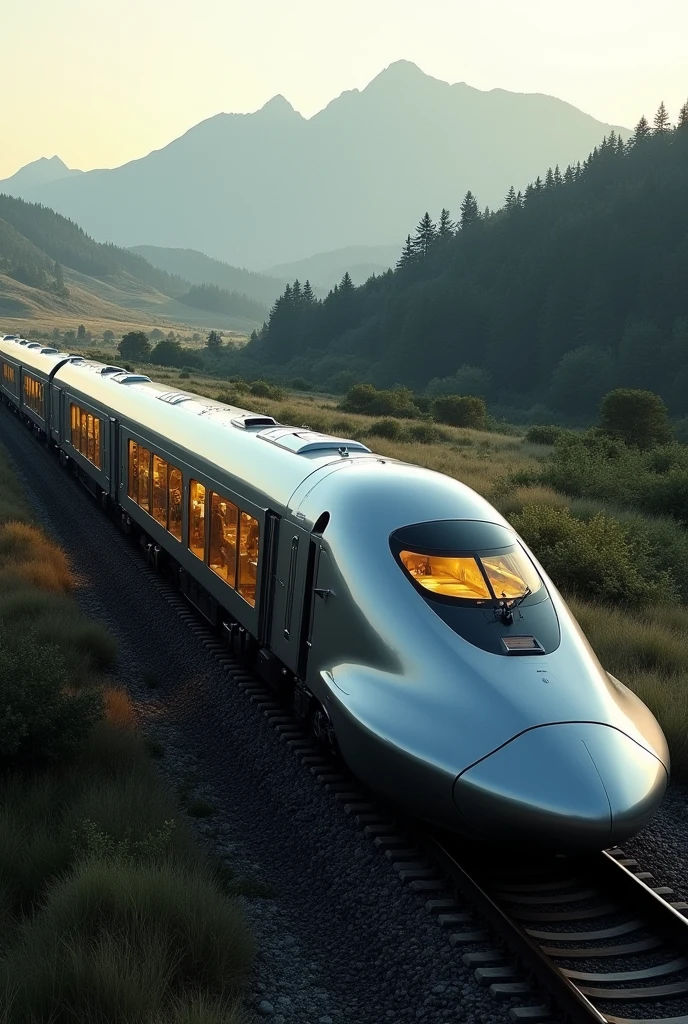 Imagine a Sleeper Bullet Train from Exterior more Aerodynamic and Interior lights should be Yellow
