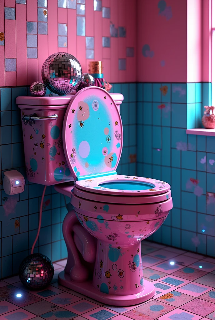 create a skibidi toilet with disco lights
