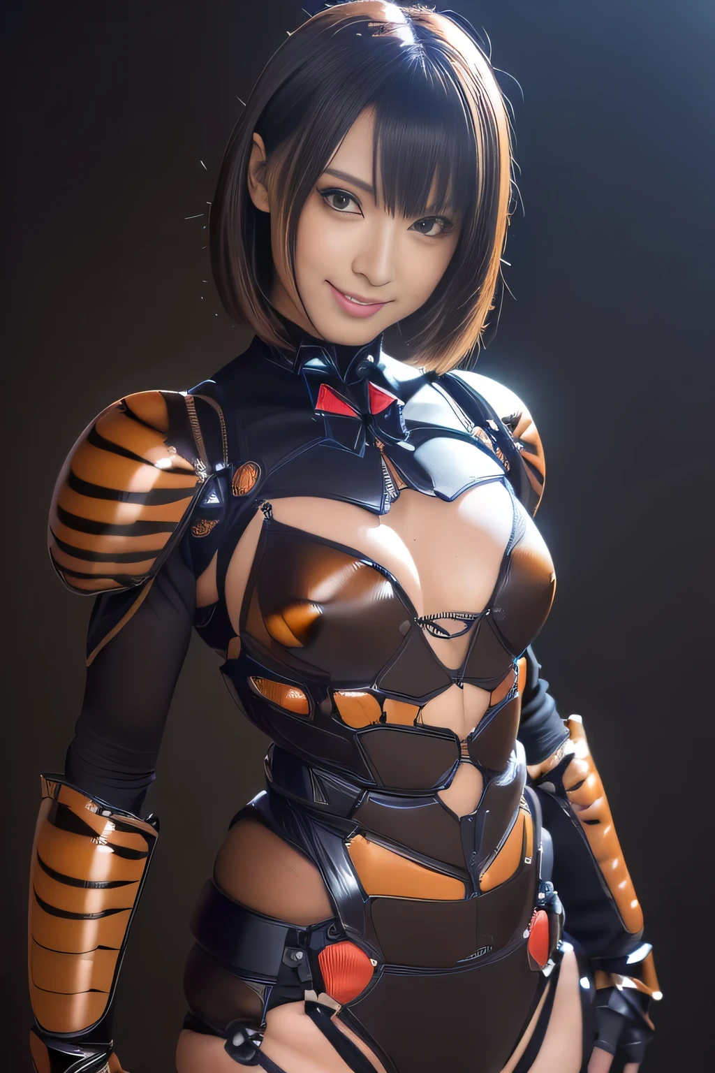 (high resolution,masterpiece,best quality,extremely detailed CG, anime, official art:1.4), realistic, photo, amazing fine details, all intricate, gloss and shiny,awesome many layers, 8k wall paper, 3d, sketch, kawaii, illustration,( solo:1.4), perfect female proportion,villainess, (fusion of dark brown cockroach and lady:1.4), (brown cockroach form lady:1.2), (brown cockroach lady:1.2), (fusion:1.2), (solo:1.4), (evil smile:1.2), muscular, abs, (cockroach brown exoskeleton bio insect suit:1.4), (cockroach brown exoskeleton bio insect armor:1.2), (brown transparency cockroach wing:1.4), (brown cockroach antennae:1.3),