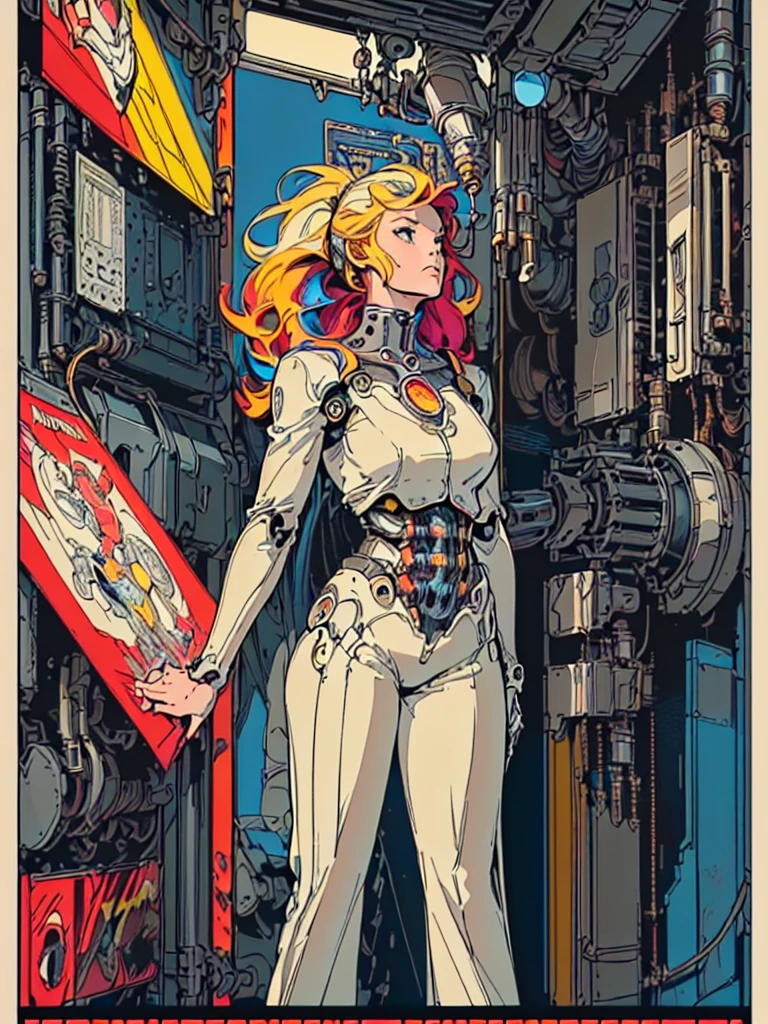 (((best final quality))),((((standing alone:1.2)))),((((1 girl:1.2)))),((((beautiful perfect woman)))),(((detailed perfect body, perfect finger detailed))),((((((final film poster)))))),(((to burst, close up))),((((detailed complicated machine)))),(((((mechanical genius))))),(((American comics))),(((extreme highlights))),(((extremely colorful, primary colours))),neckleace, super beautiful lady,(((Typography))),text,(((((perfect looking up, looking to the down)))))