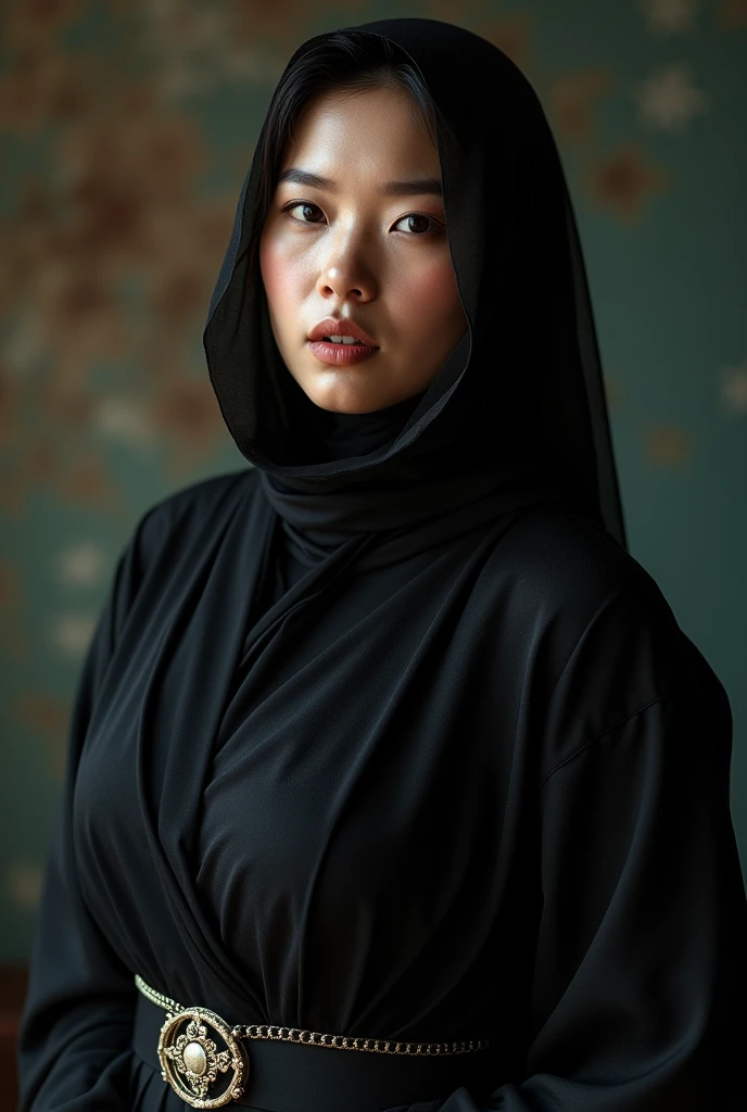 massive breasts, mongolian, (((hijabi))), cleavage, reflection light, chiaroscuro, depth of field, cinematic lighting, ray tracing, Sony FE GM, UHD, super detail, masterpiece, textured skin, high details, best quality, award winning,3D,hdr(HighDynamicRange),Ray traching,NVIDIA RTX,Hyper-Resolution,Unreal 5,Subsurface scattering、PBR Texture、post-proces、Anisotropy Filtering、depth of fieldaximum definition and sharpnesany-Layer Textures、Albedo e mapas Speculares、Surface coloring、Accurate simulation octane rendering of light-material interactions、Two-colored light、largeaperture、Low ISO、White balance、the rule of thirds、8K raw data