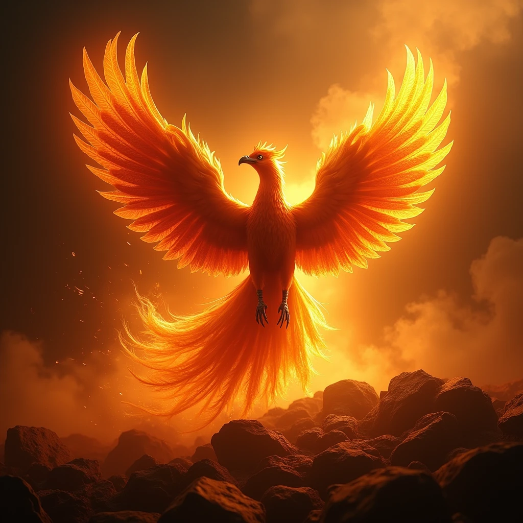 the mythical phoenix rising from its ashes, symbolizing rebirth and immortality. Beautiful cinematic lighting, surreal, color graded, dynamic movement, captivating chiaroscuro, full body, award-winning, cinematic still, emotional, vignette, dynamic, vivid, (masterpiece, best quality, photorealistic, Professional, perfect composition, very aesthetic, absurdres, ultra-detailed, intricate details:1.3)