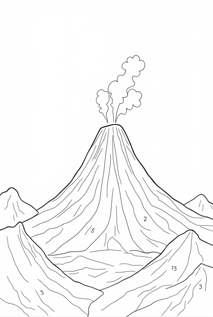 A paint by number coloring book volcano for coloring kids make it all white