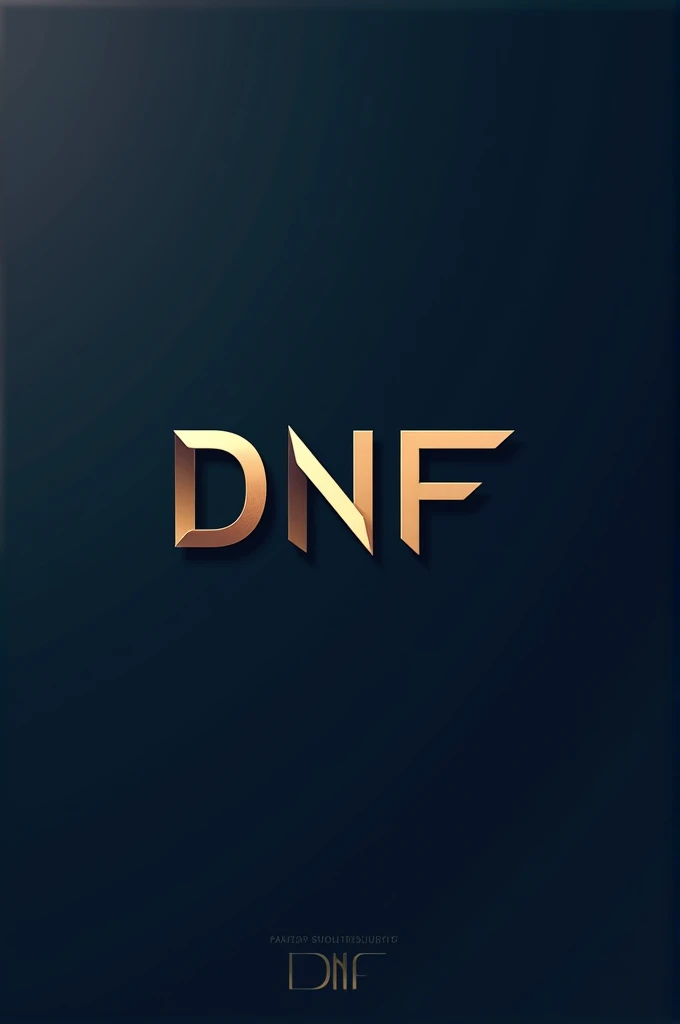 "Create a premium logo design for 'DNF.' The logo should prominently highlight the letters 'DNF,' using a modern and elegant font. Incorporate sleek lines and sophisticated colors like gold, silver, or deep blue. The design should convey a sense of luxury and high quality, with a minimalist aesthetic that ensures the name stands out clearly."