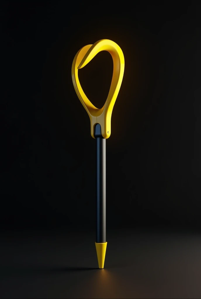 Create a whole thumbstick that have two prongs. The color should be in different shades of yellow. The thumbstick I'm talking about is the one that is used in a hiking. I ONLY WANT TO SEE A THUMBSTICK IN A BLACK BACKGROUND NOTHING ELSE.