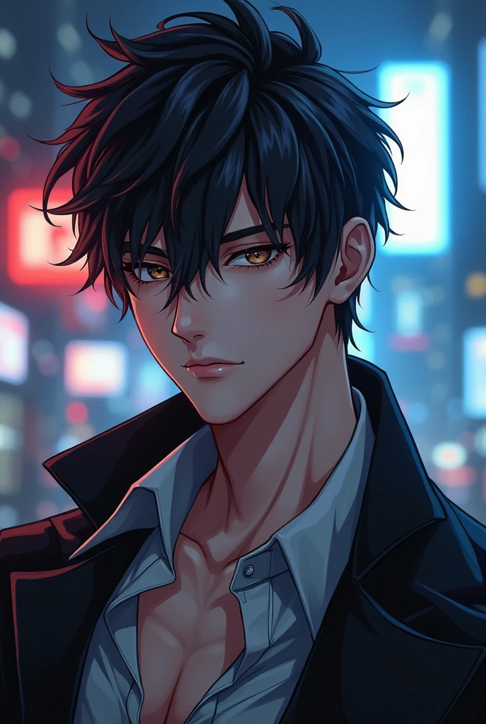 Make a cool anime boy image with coolest attraction and attitude