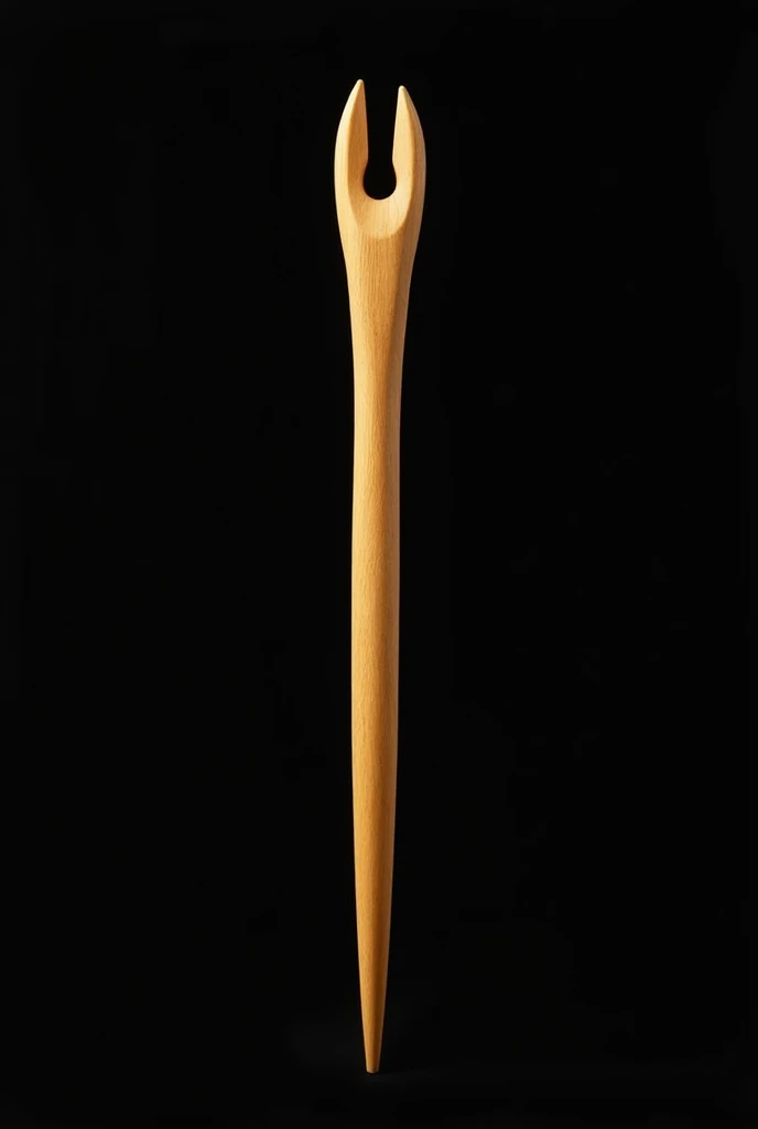 Create a whole stick made of only wood that have two prongs in different direction (up and right). The color should be in different shades of yellow. The thumbstick I'm talking about is the one that is used in a hiking. I ONLY WANT TO SEE A THUMBSTICK IN A BLACK BACKGROUND NOTHING ELSE.