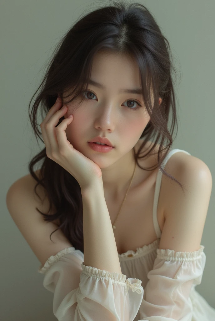 here is a woman sitting, putting your hand on your chin, a picture by Anna Haifisch, Tumblr, antipodes, 🤤 portrait of a girl, Anna Nikonova, aka Newmilky, anastasia ovchinnikova, high quality portrait, 1, Catherine, Alina Ivanchenko, photo of a girl, Alexandra Valishevskaya