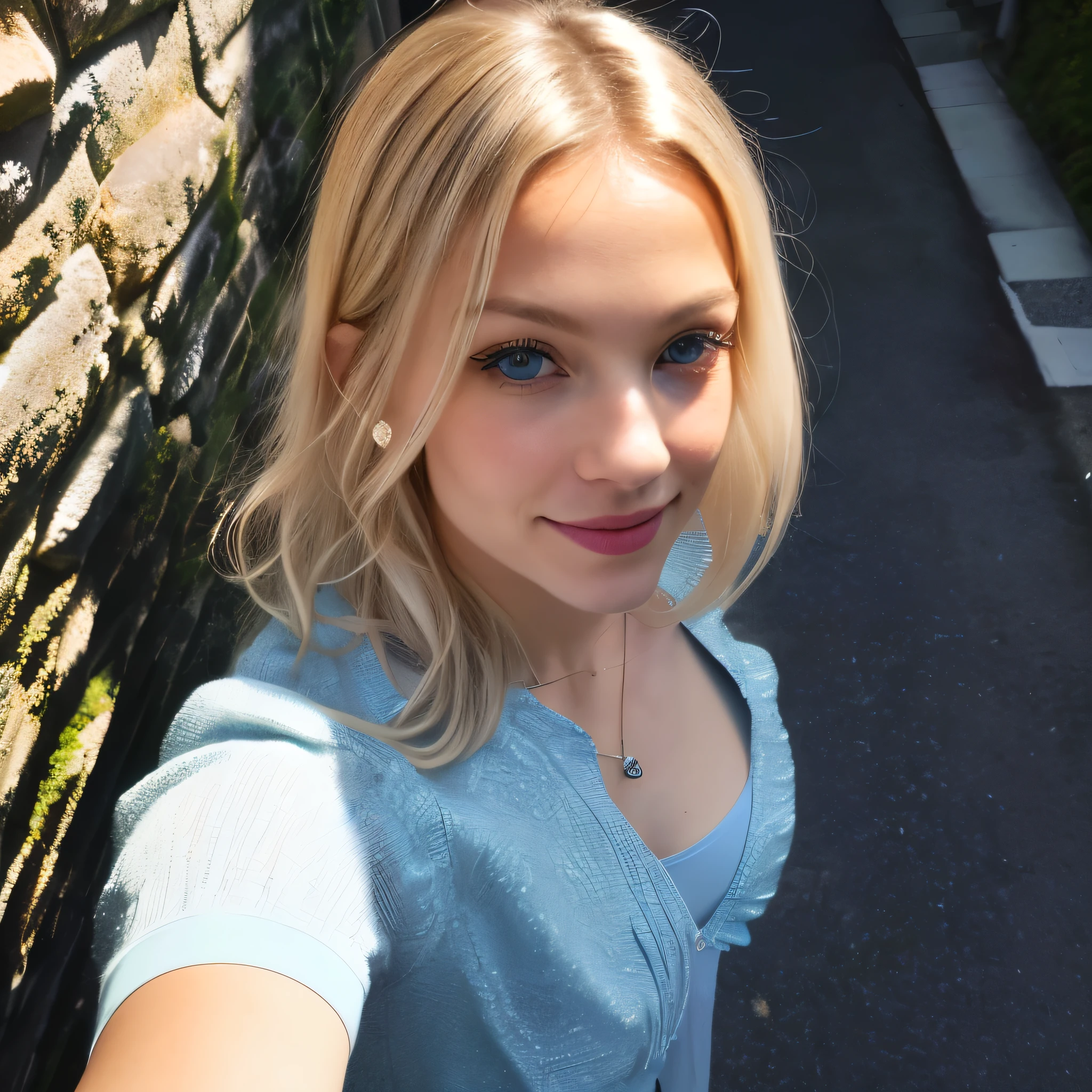 (Selfie, Top view: 1.4), (Right half of the body: 1.4), Photo portrait RAW UHD d'une blonde (blue-eyed woman) walking down a dark alley, mediuml breasts,, Ville de jour, (rock), (detail), Details (tissu! , son! , Paillettes, color!! , disadvantages: 1.1), bright eyes with high level of detail (En regardant la caméra), Reflex lighting, Appareil photo reflex, ultra quality, acuity, depth of field, film grain (not), Fujifilm XT3, clair comme de l'rock water, center of frame, nice face, sharpness, public lighting, neon lighting, bokeh (dimly lit), Nuit, (Nuithimmel), detailed skin pores, oily skin, coup de soleil, Komplexe AugenDetails, tout le corps, large