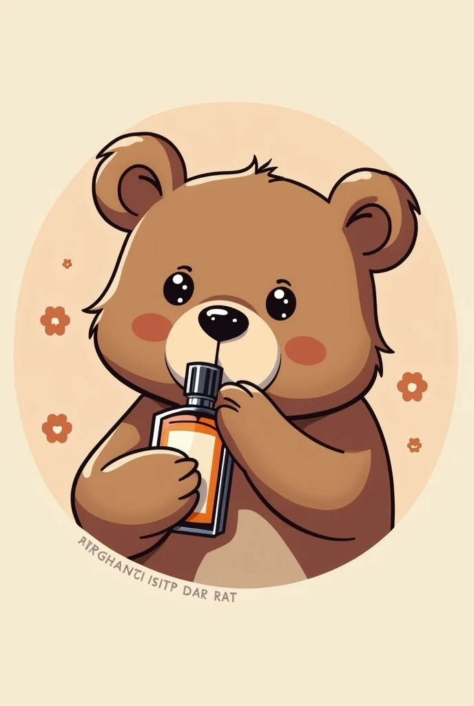 logo, face of a bear applying perfume
