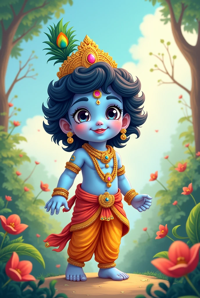 Little beauty of lord krishna anime like cartoon 