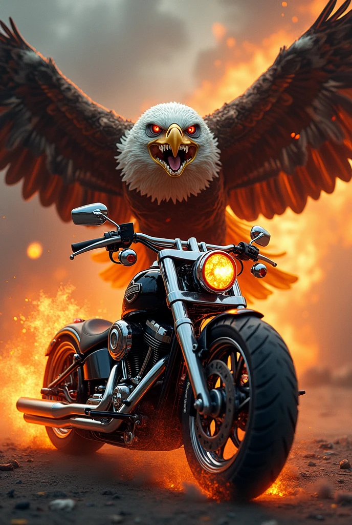 harley-davidson iron horse skull fire eagle