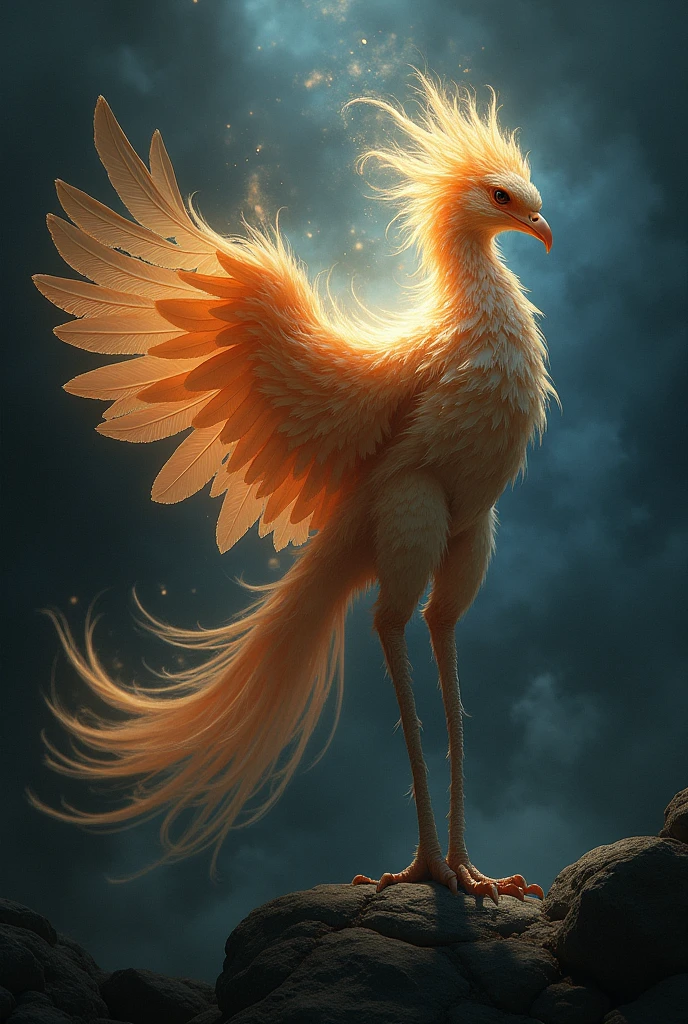 Similar to a phoenix but smaller, has feathers that change between bright light and total darkness. When in danger, emits a blinding flash of light before disappearing in a cloud of shadows, appearing somewhere else. It is said that he is a messenger of the Aethyras, Carrying messages between the worlds of light and darkness.