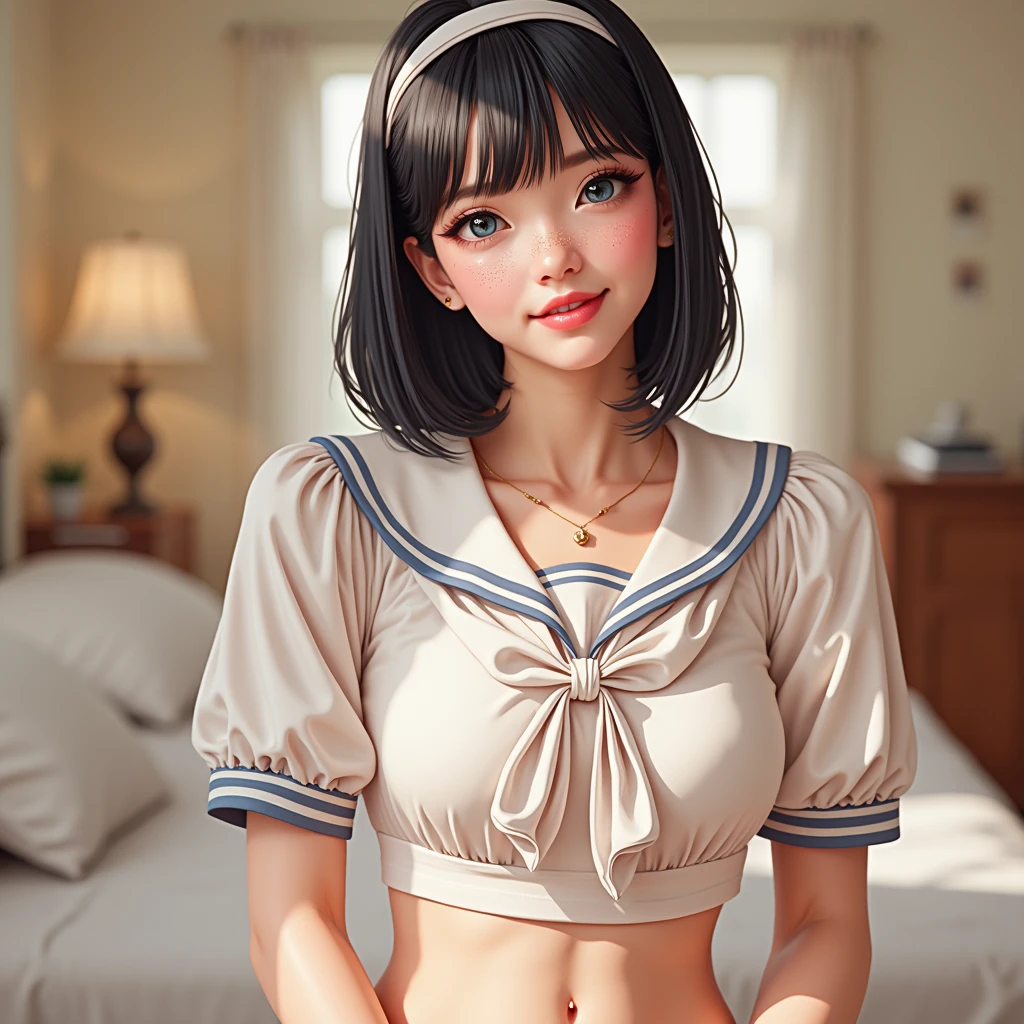 (Masterpiece: 1.3), (highest resolution: 1.2), (Ultra HD TV: 1.2), Cinema-grade lighting, 8K resolution, Detailed facial features , (Sharp focus: 1.2), (Focus on the face:1.2),perfect style, Beautiful face, Acura, Anatomically correct, Two arms,Two legs、 Highly detailed facial and skin textures, Delicate and beautiful eyes, Glitter eyeliner: 1. Natural Cheeks, Glowing skin, glossy lips、 perfect style、Depiction of delicate hair、The body will be completely wet.、Wet underwear、rift、soft breasts、(Sperm in breast:1.4)(Semen on the thigh:1.4)、 Blush、Staring expression、An embarrassing appearance、Anxious expression、The appearance of humiliation、ashamed look、Anger、Grieving、tear、Open your knees、spread your legs、White bra、The clothes are not neat.、white panties、Sweating、Sailor Mercury、 (1 woman), blue eyes, blue hair,short hair, professional lighting, (Glowing skin: 1.2), Big Shadow, ((Highest quality)), Sharp focus: 1.2, Highly detailed facial and skin textures, Detailed eyes, perfect face, perfect body, Blur Art, CG, Large background , front (20 years old, 成熟したクールでBeautiful face), wear (Sailor Mercuryの衣装:1.5),Blue tight sailor suit on white background、Blue ultra mini skirt、Abandoned house、on the bed、(On my back, 、Lie on your back.、ベッドにlie down, ベッドにlie downいる, lie down, white sheet:1.6)、headband、Put your hands in your panties.、