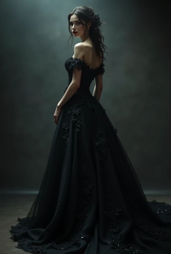 woman in black dress 