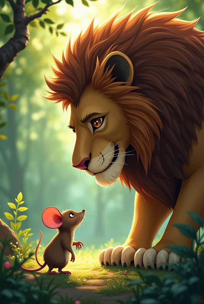 Kids poem Please don't eat me!" begged the mouse. "If you let me go, I promise to help you one day." Mouse said loin 