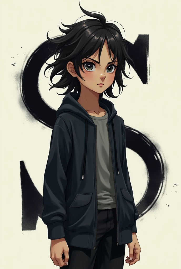 Standing with the letter S, There will be a pic of a boy with a bit of an attitude expression on his face and very long hair.