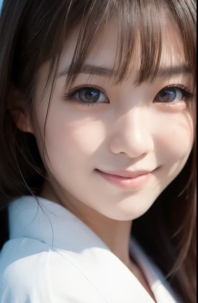 best quality, face focus, soft light, ultra high res, (photorealistic:1.4), RAW photo,(Shinozaki Ai), (fair skin), (kawaii),
1 Japanese girl, solo, cute, smile, (pupil, lights in the eyes), detailed beautiful face, Medium-sized breasts,(high resolution detail of human skin texture),(long hair),(portrait), upper body, white traditional kimono