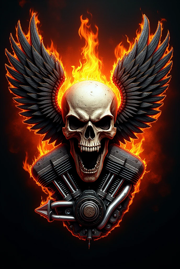Logo - harley-davidson - skull - fire ' eagle - engine - motorcycle - woman - rider