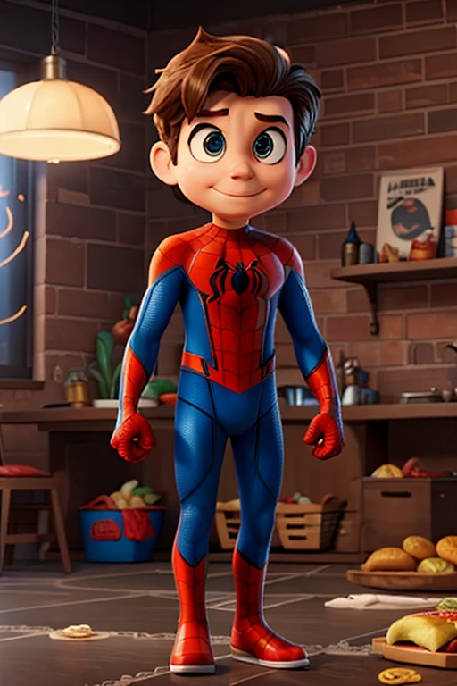 The spider man, marvel superhero, Eating hamburger