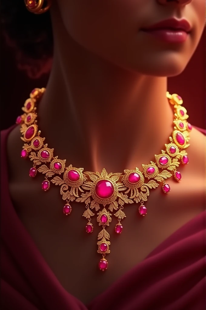 Gold necklace with ruby