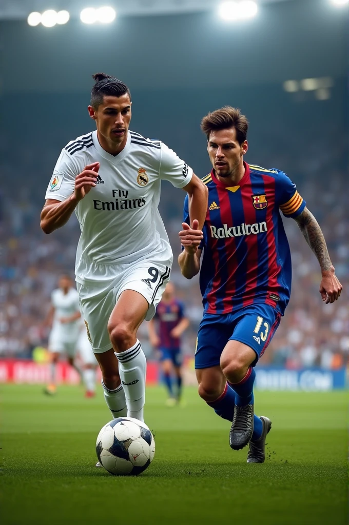 Cristiano Ronaldo playing with Messi at Real Madrid, the two together